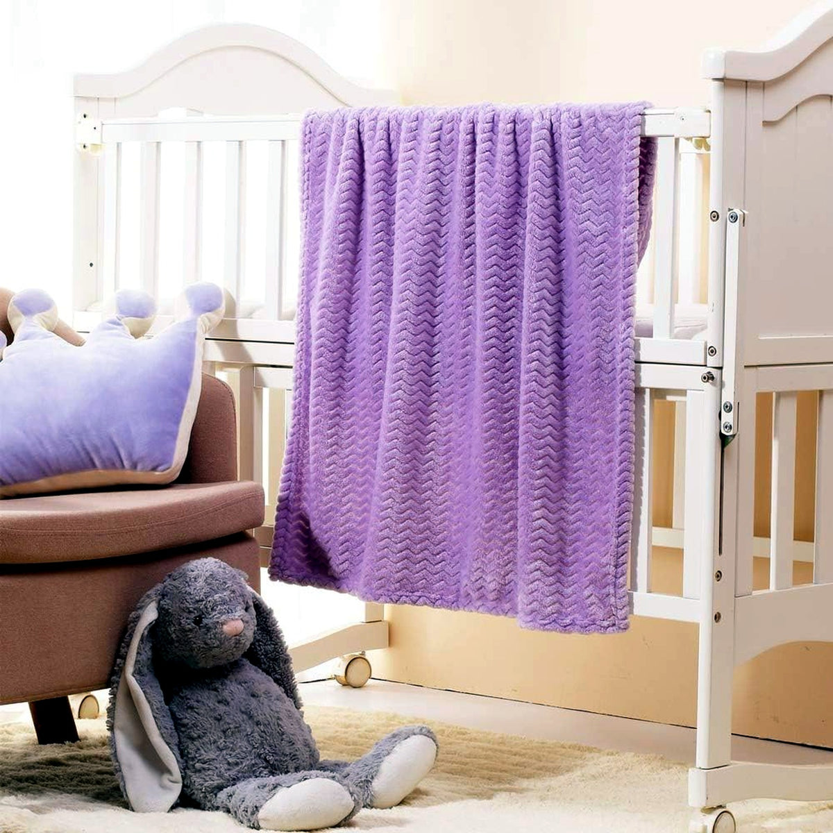 CREVENT Wave Design Soft Lilac Purple Cozy Baby Basinet Cot Blanket 30x40" NEW