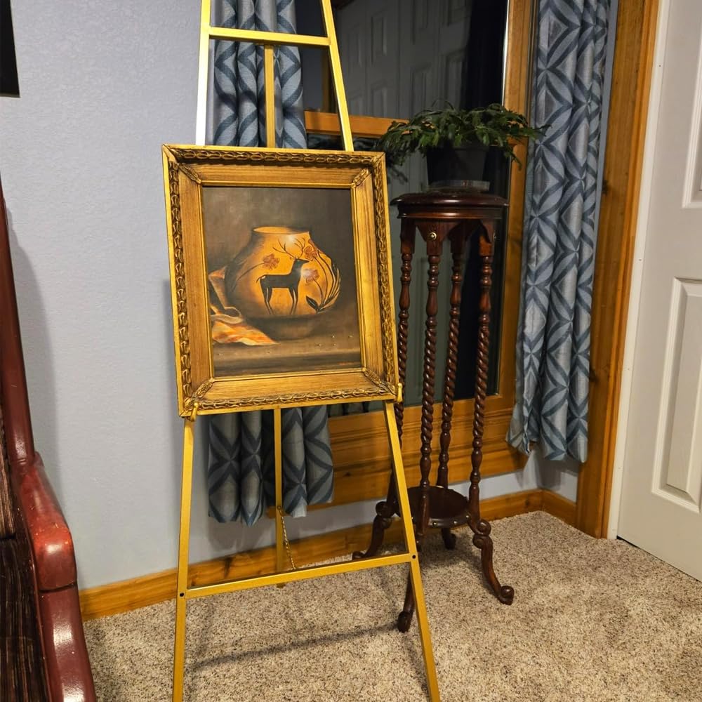 HyDsen Adjustable Metal Floor Easel Golden 110cm H x 50cm W Display NEW