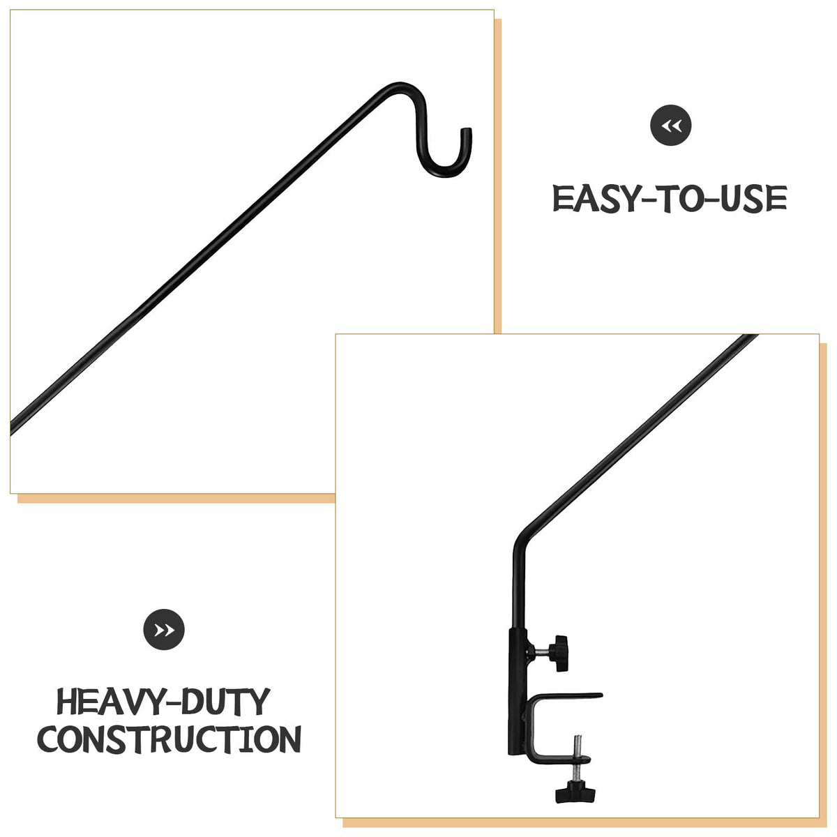 Abaodam Heavy Duty Black Outdoor Shepherd's Hook Adjustable DEMO