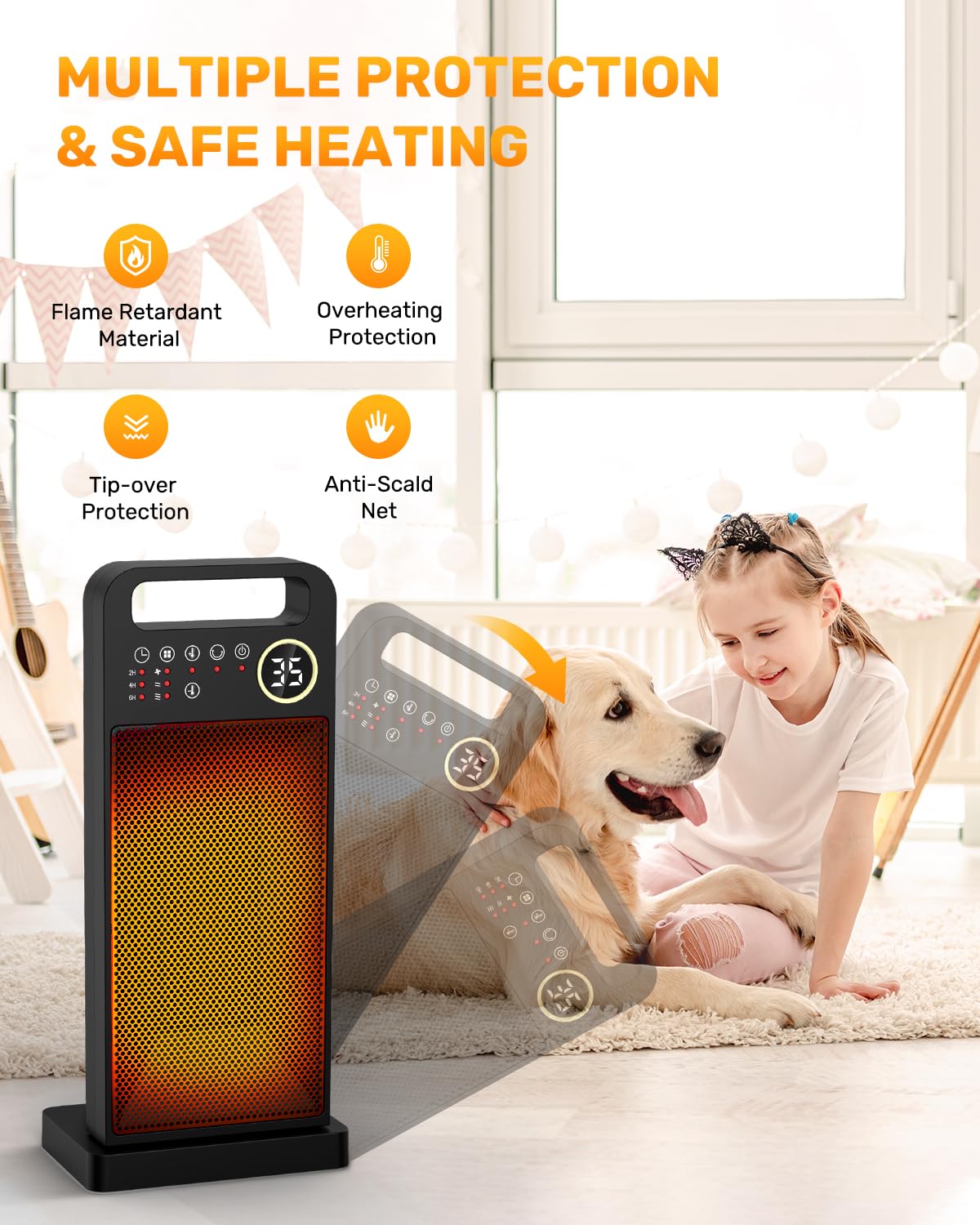 Vynoblip 2000W Heating Ceramic Portable Heater with Remote Control - Black DEMO
