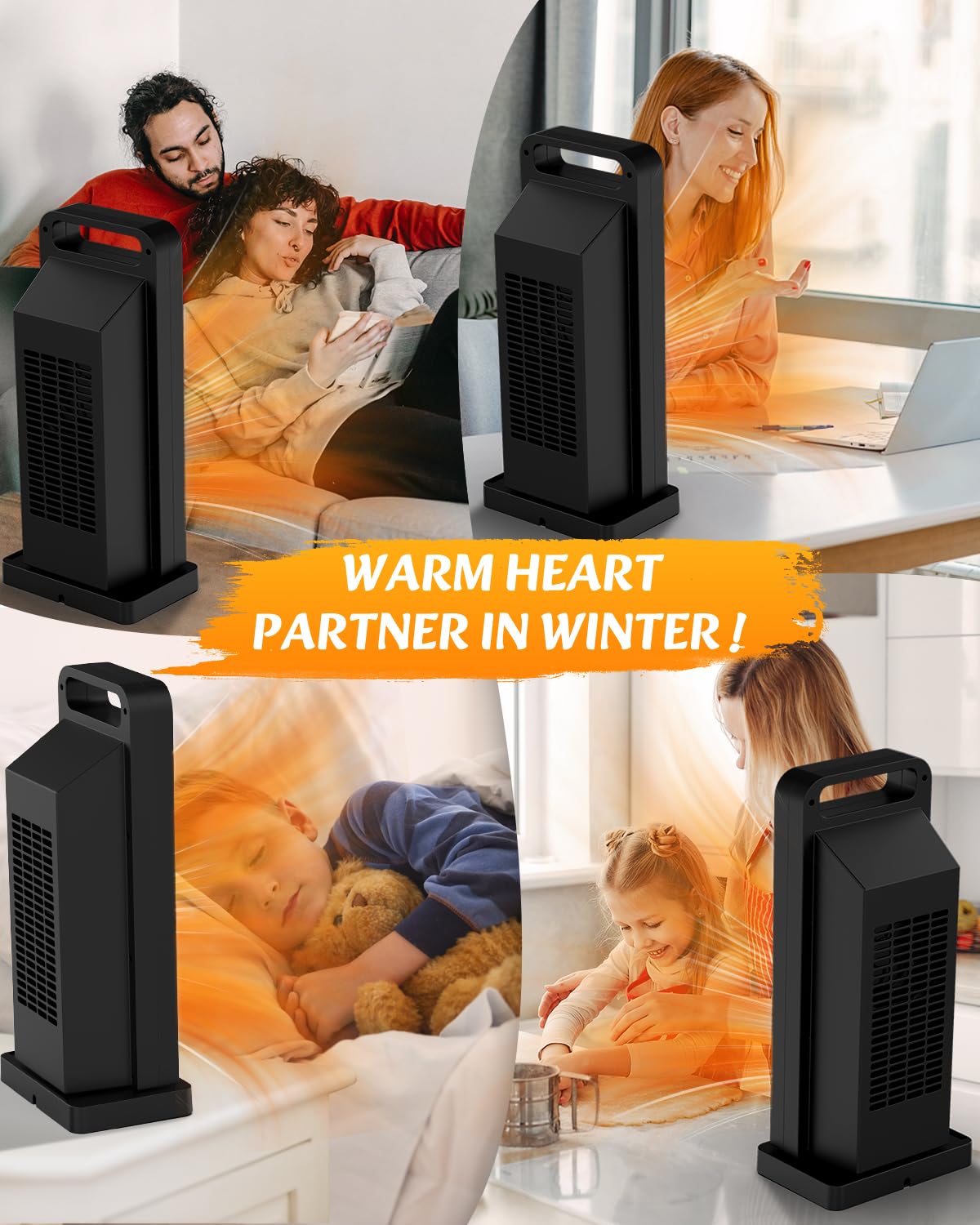 Vynoblip 2000W Heating Ceramic Portable Heater with Remote Control - Black DEMO