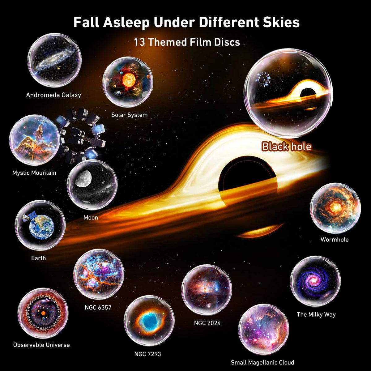 Nawchedo Galaxy Projector 13 in 1 Black Home Planetarium Night Light NEW