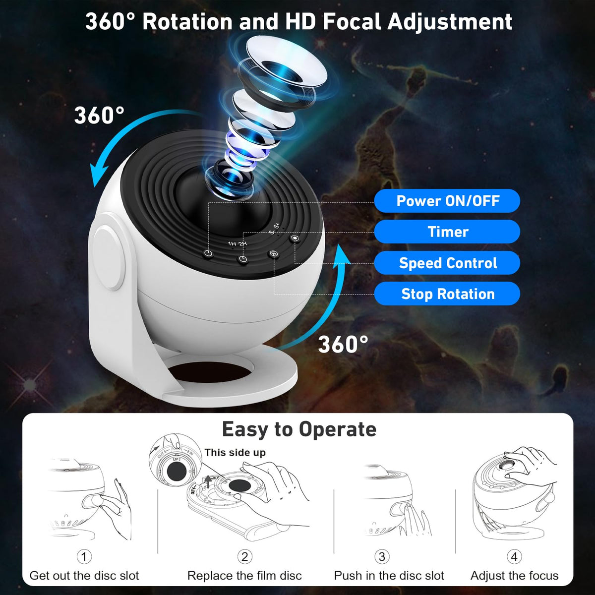 Nawchedo Galaxy Projector 13 in 1 Black Home Planetarium Night Light NEW