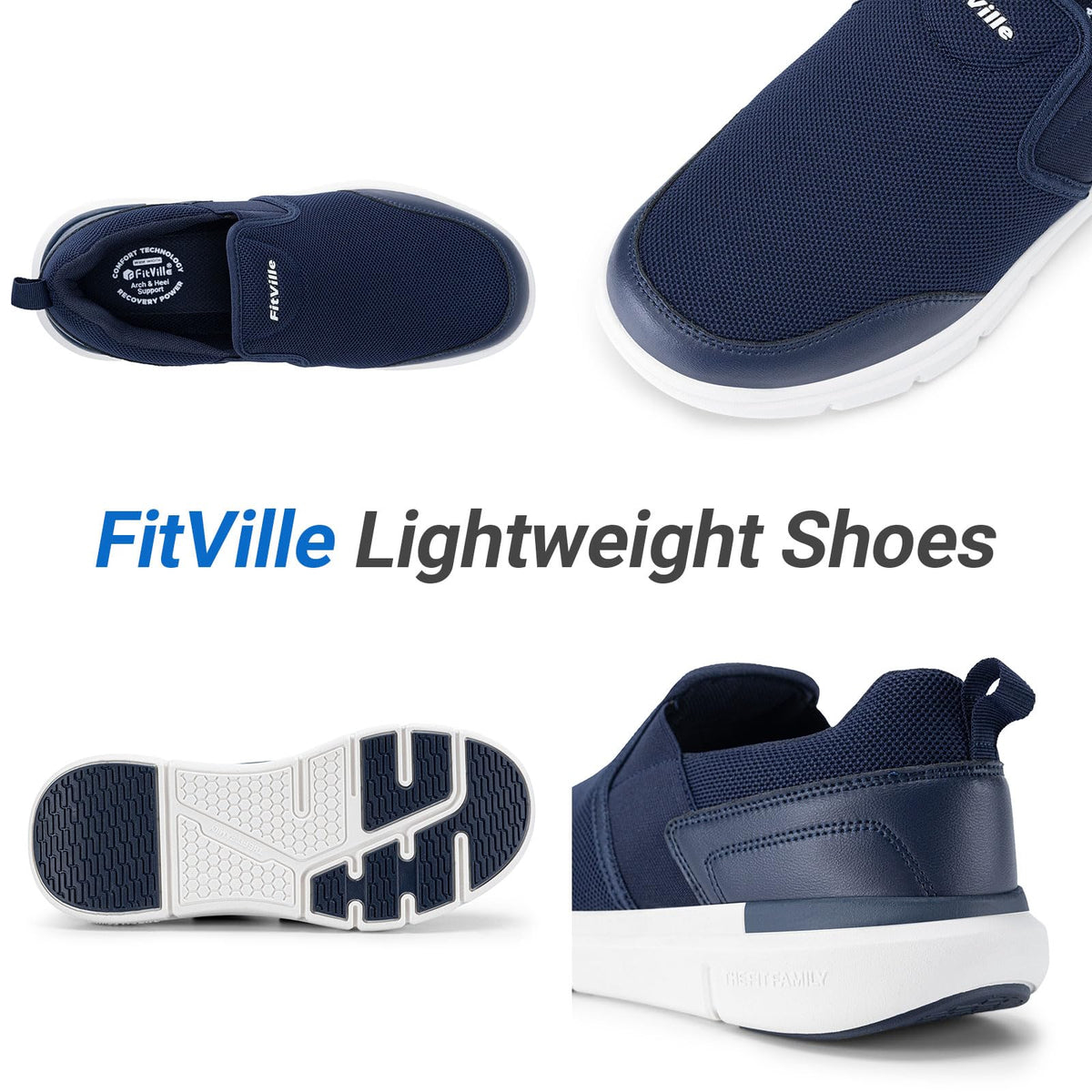FitVille Slip On Loafer Flats Casual Comfortable Navy Blue EXTRA WIDE US 8.5 NEW
