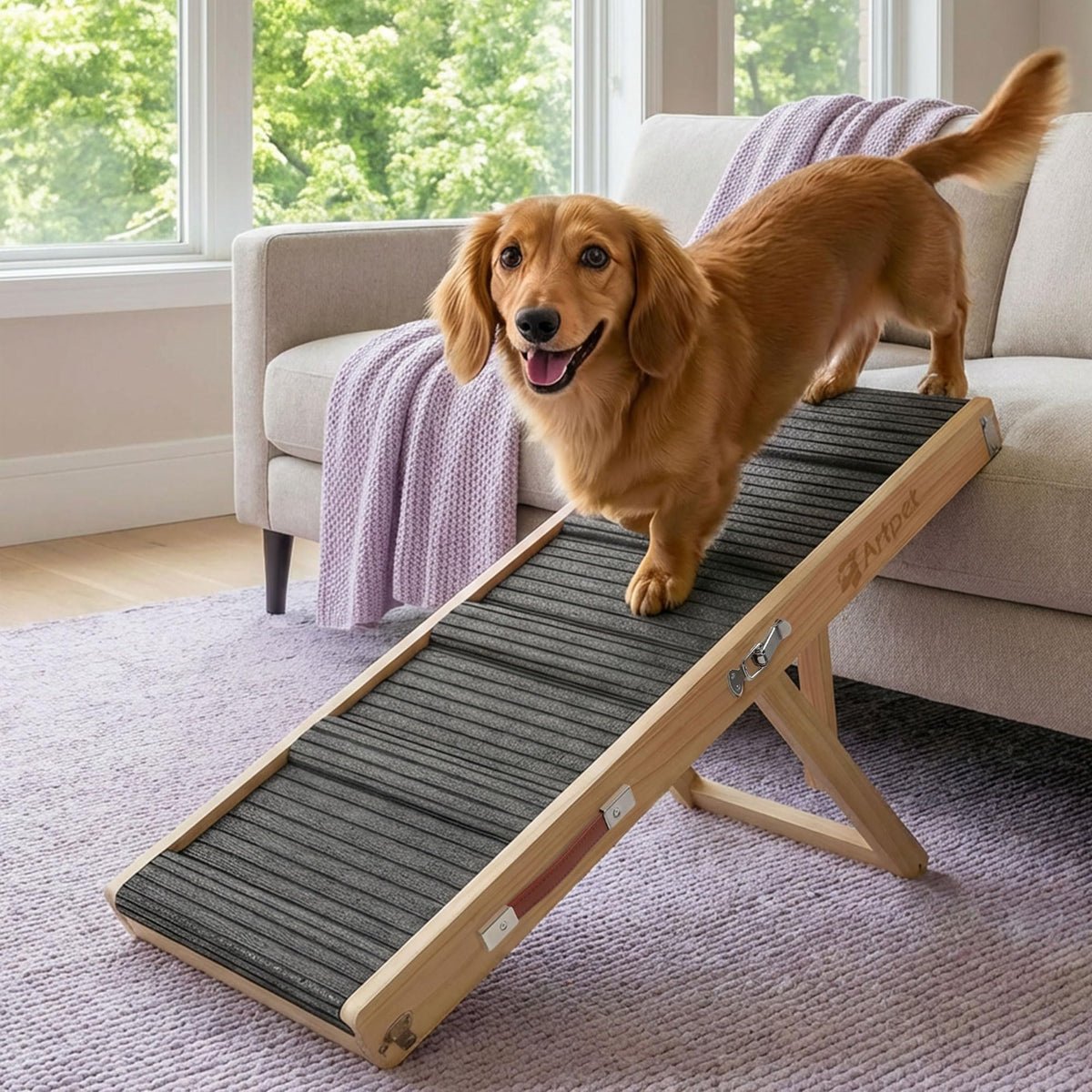 Artpet Folding Vehicle Ramps Dog Ramp for Couch Bed Portable Pet Grey DEMO