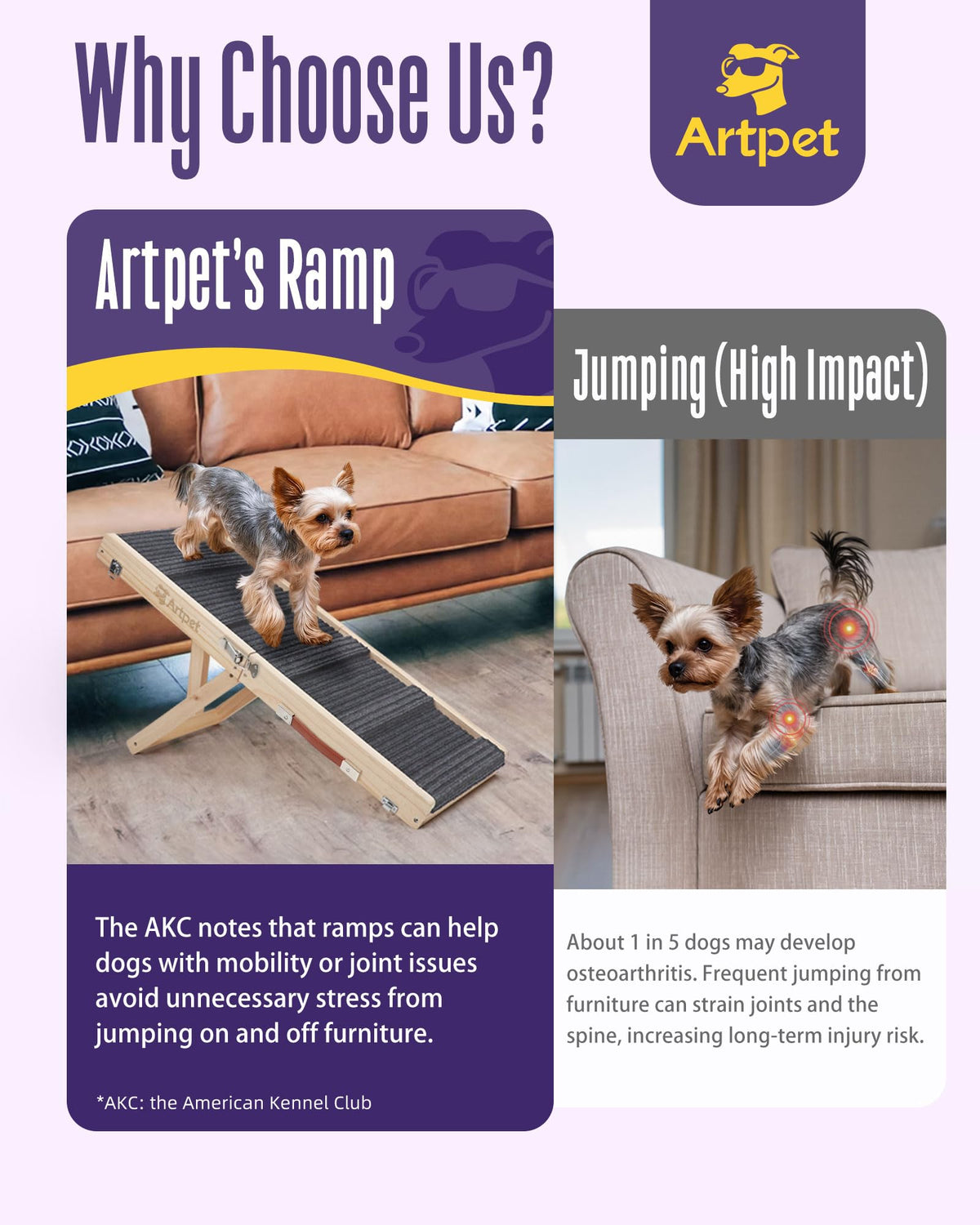Artpet Folding Vehicle Ramps Dog Ramp for Couch Bed Portable Pet Grey DEMO