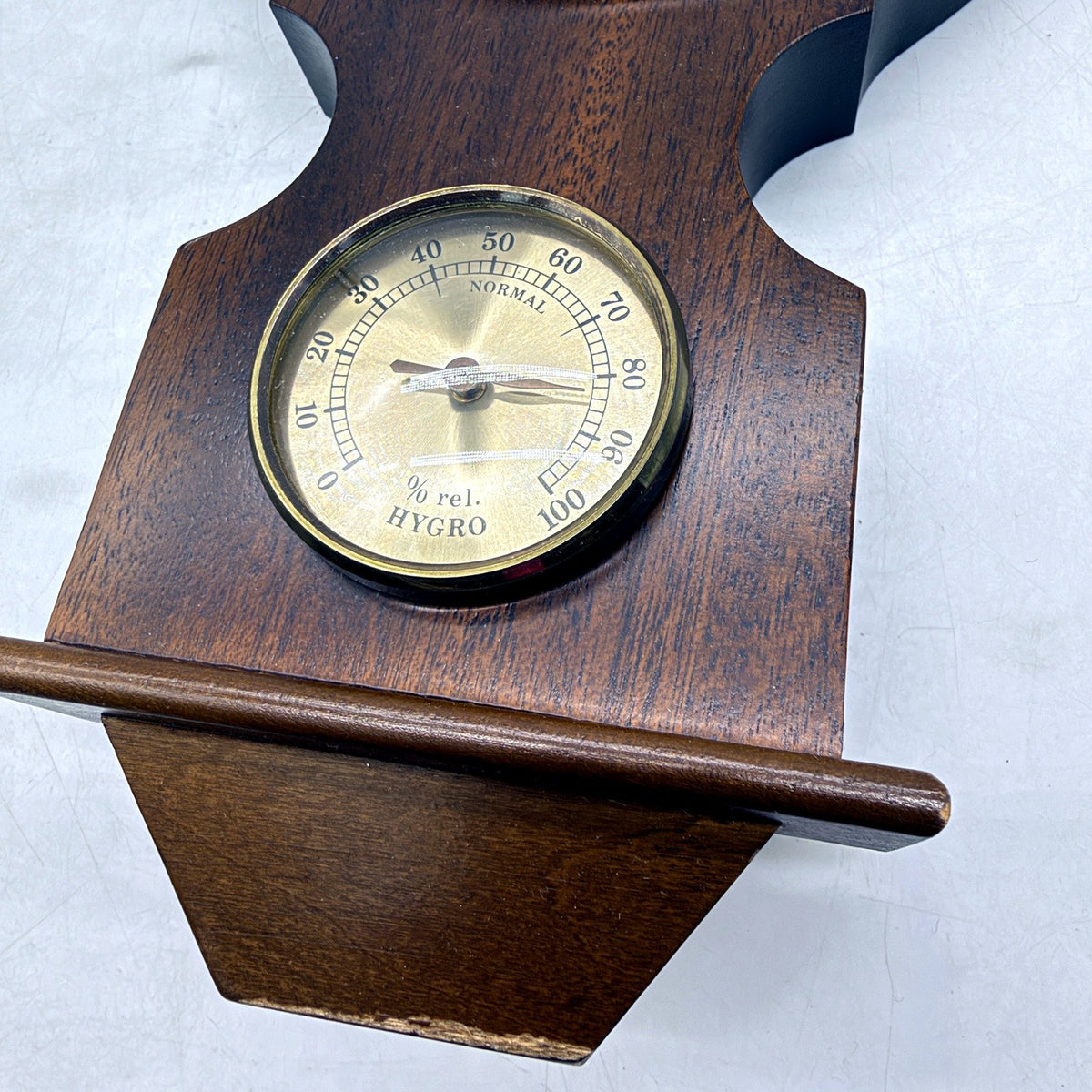 VINTAGE Stockburger Barometer Tri Function Dark Wood Brass 60cm Wall Decor