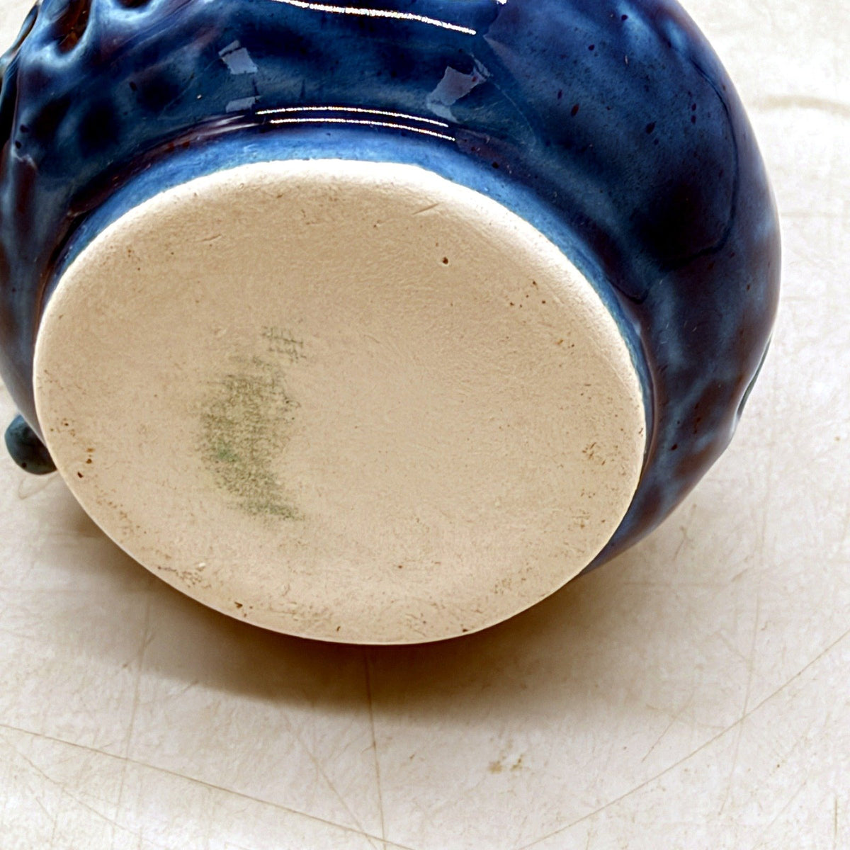 VINTAGE Hand Crafted Cobalt Blue Black Rimmed Miniature Pitcher & Basin Set