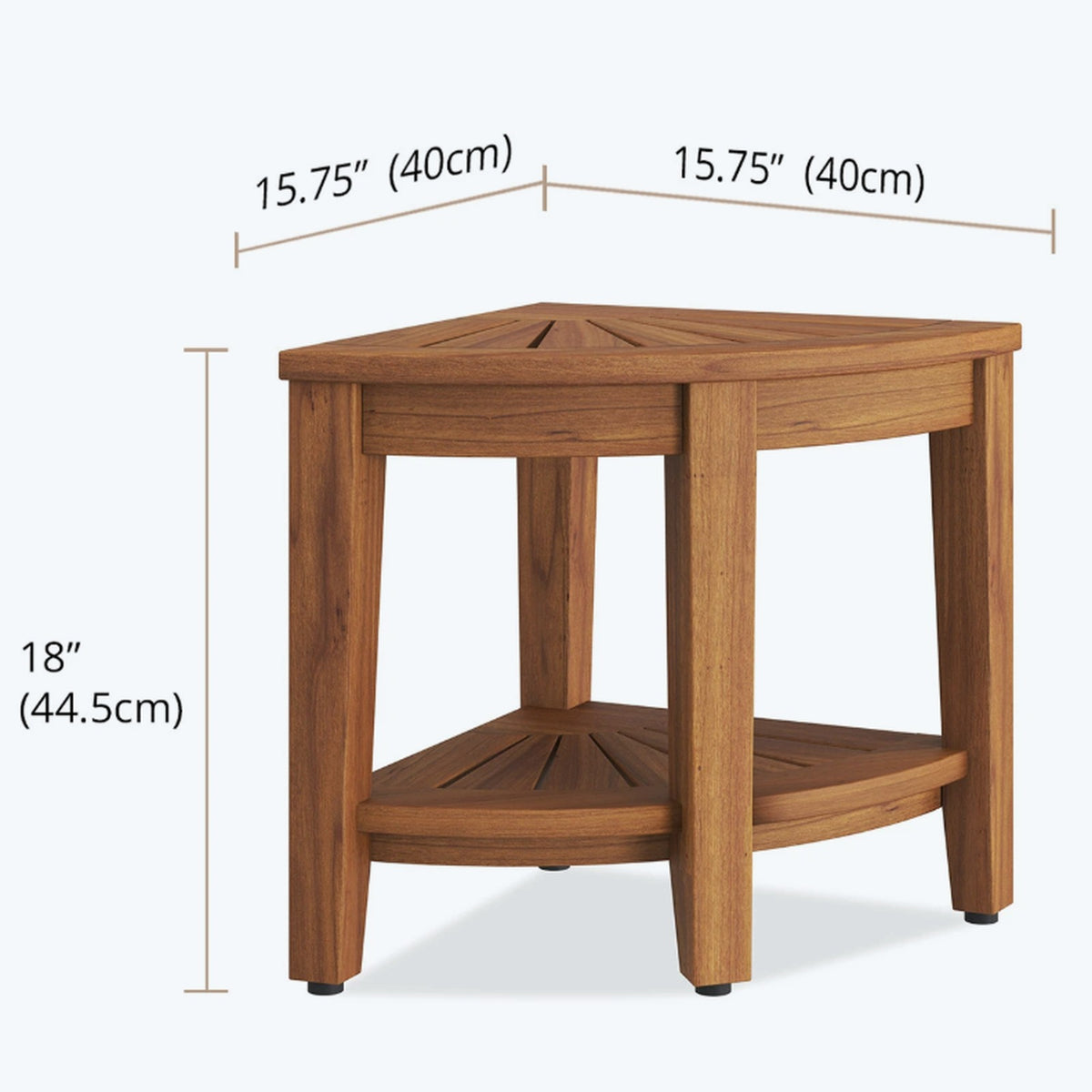 AquaTeak The Original 40cm Kai Corner Solid Teak Shower Bench with Shelf NEW