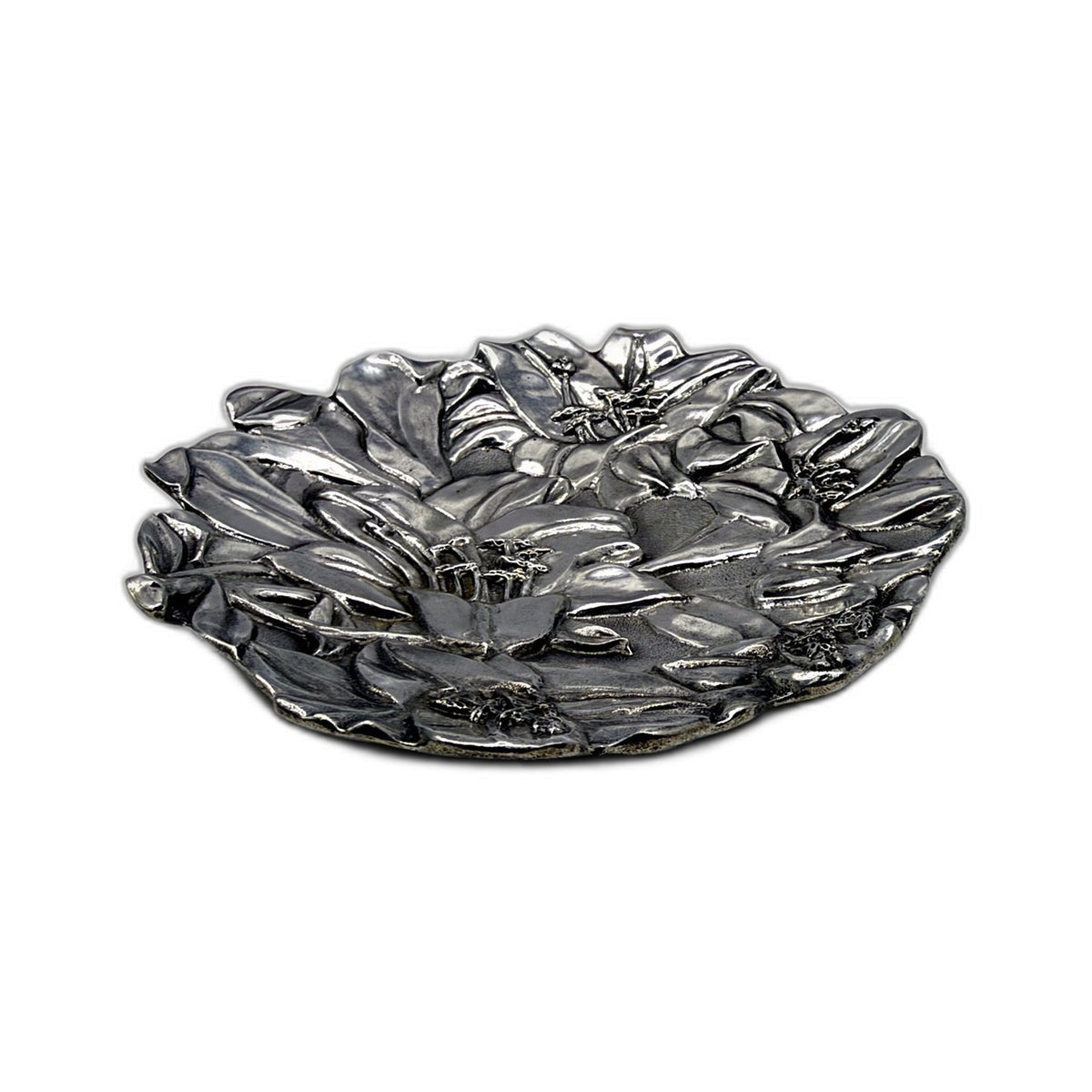 VINTAGE Selwin Peuter Silver Decorative Trinket Tray with Floral Tiger Lilly