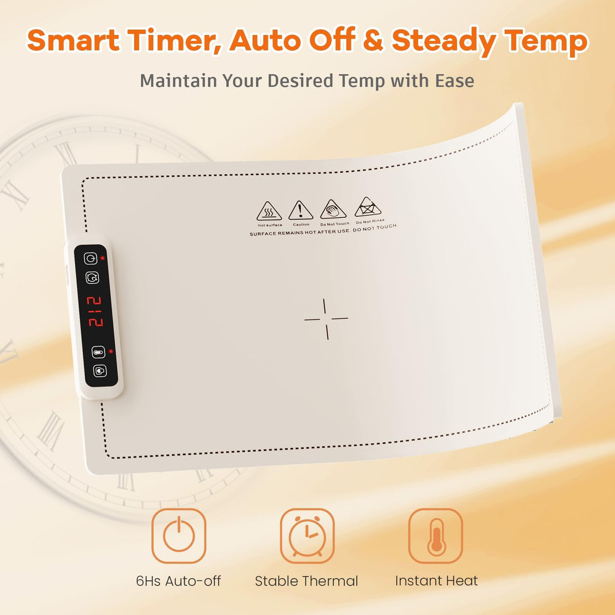 Kisfam Beige Food Warmer with Digital Display Full Surface Heating NEW