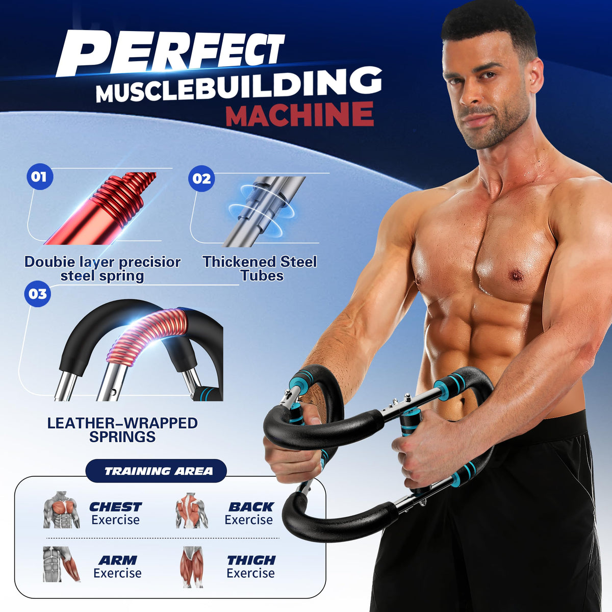 Cotftr Adjustable Chest Expander Multifunctional Arm Trainer 20-60lb NEW