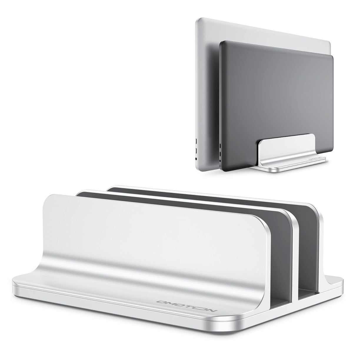 OMOTON Dual Stands Vertical Desk Laptop Stand Holder - Silver DEMO