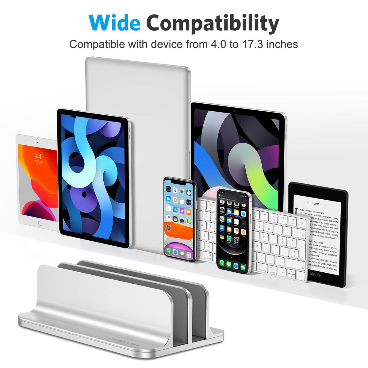OMOTON Dual Stands Vertical Desk Laptop Stand Holder - Silver DEMO