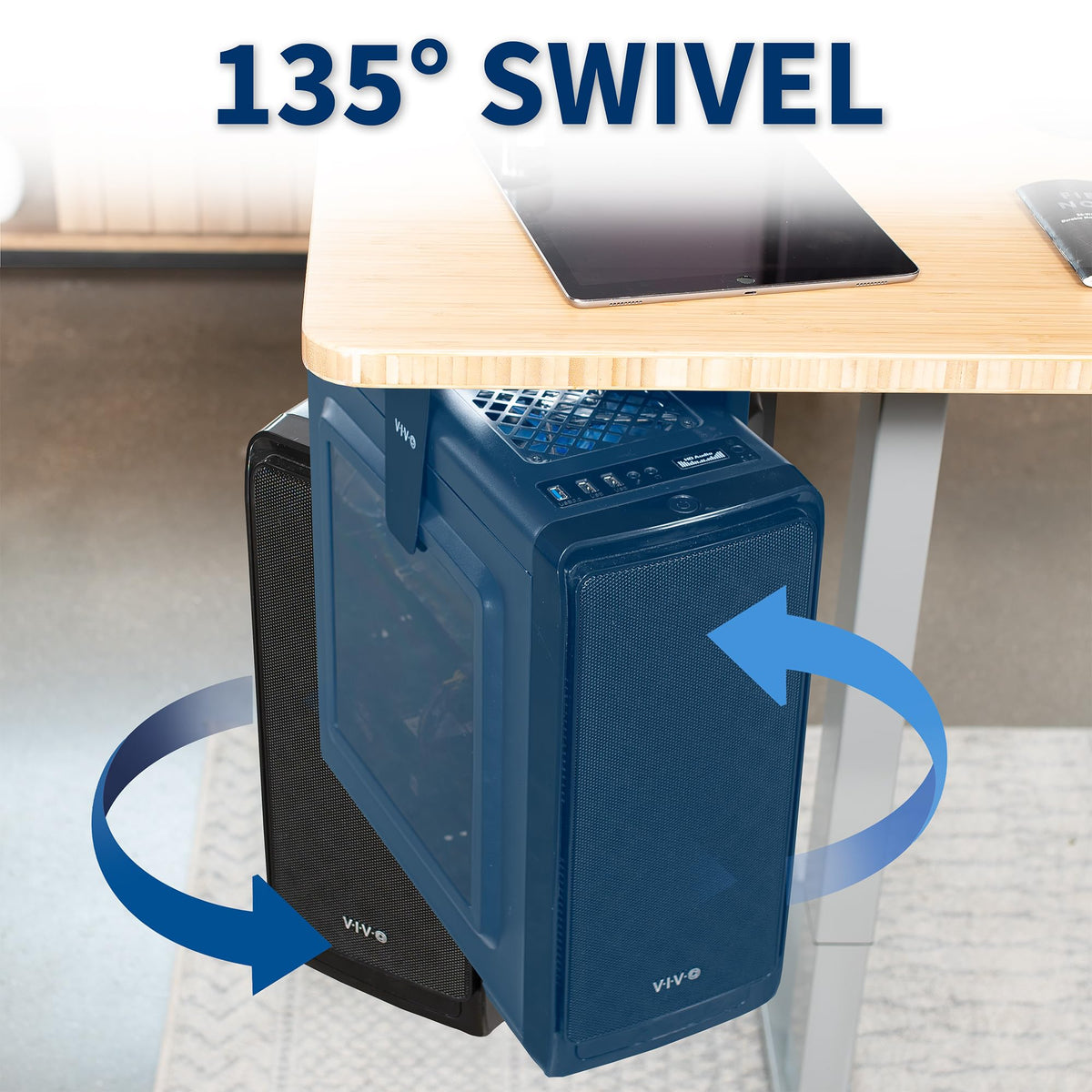VIVO Adjustable Under Desk and Wall PC Monitor Mount Swivel - Black DEMO