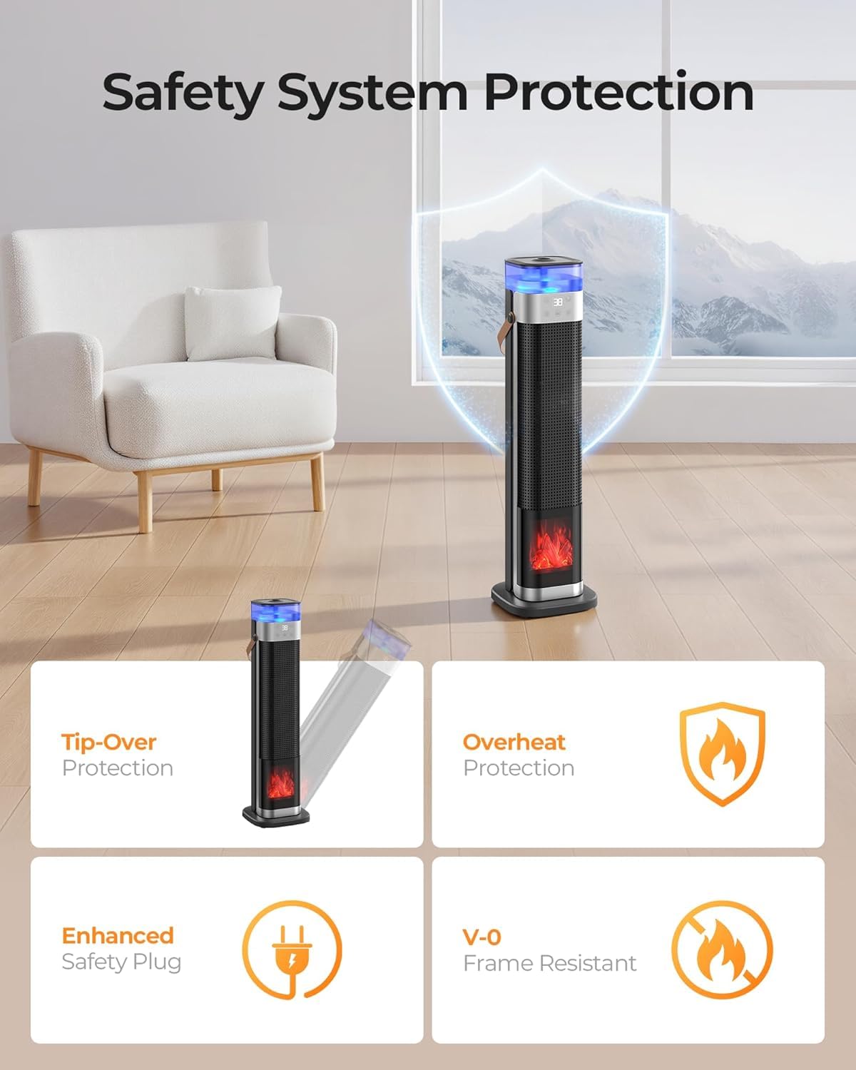 YOUYICI Portable Heating Space Heater 3 in 1 with Humidifier Black NEW