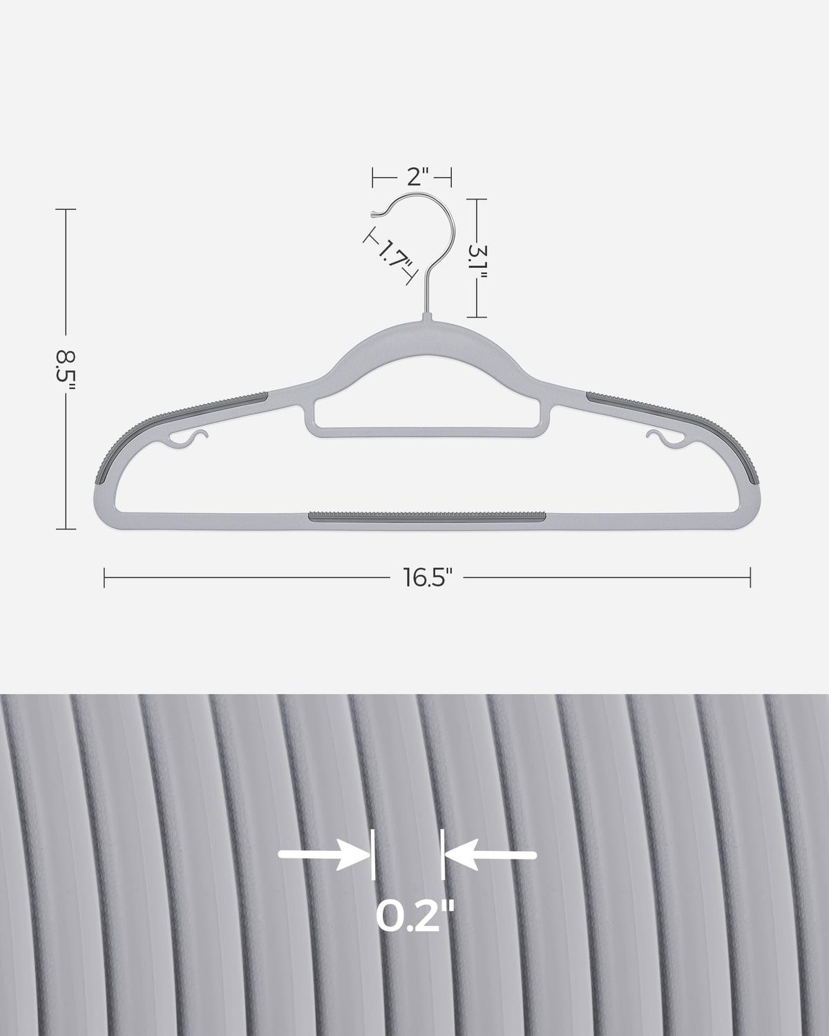 SONGMICS Grey Non-Slip Plastic Coat Hangers 50 Pack Home Storage NEW