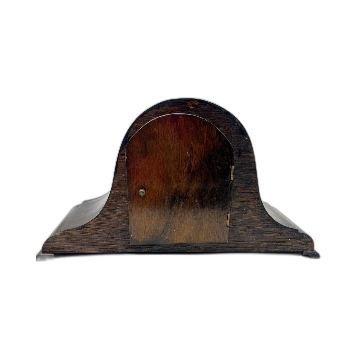 Antique Dark Brown Wood Mantel Clock Arched Dome Mechanical