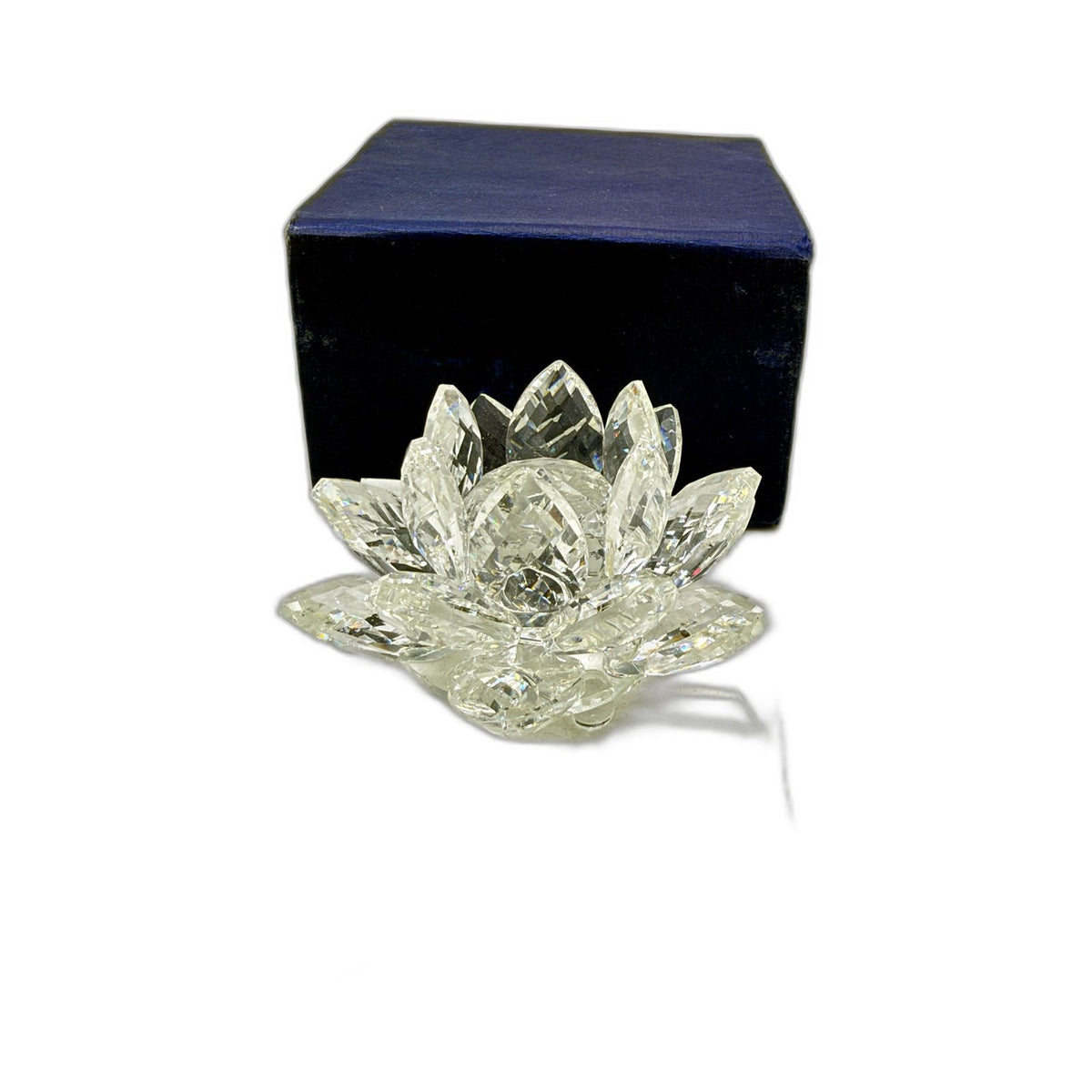 Crystal Lotus Flower Figurine Clear Decorative Collectible Feng Shui Art