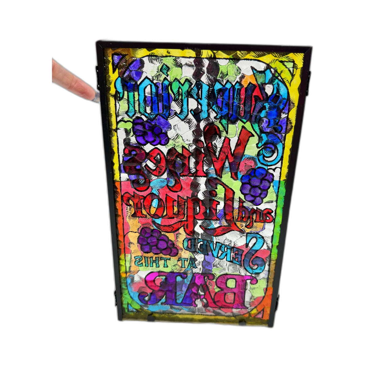 Made In Japan Stained Glass Window Panel Triptych Multi-Color Decorative Art