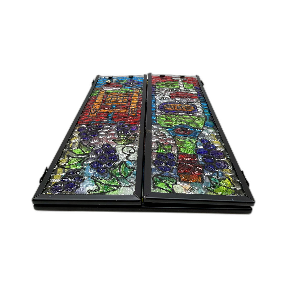 Made In Japan Stained Glass Window Panel Triptych Multi-Color Decorative Art
