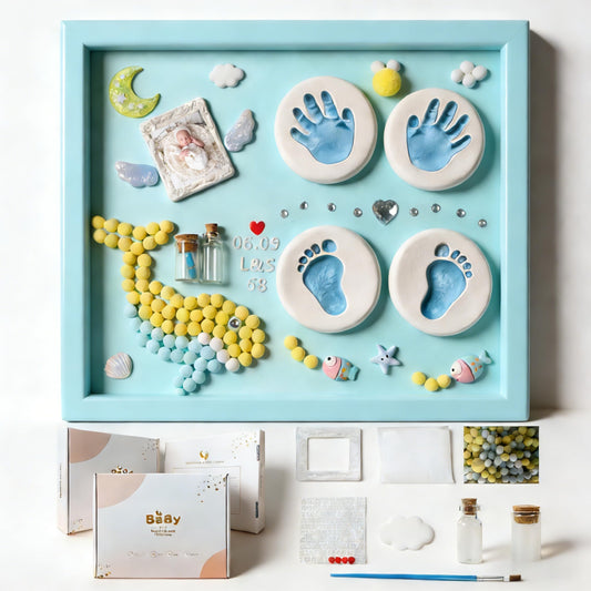 Yomi Magic Keepsake Frames Blue Personalized Newborn Baby Handprint NEW