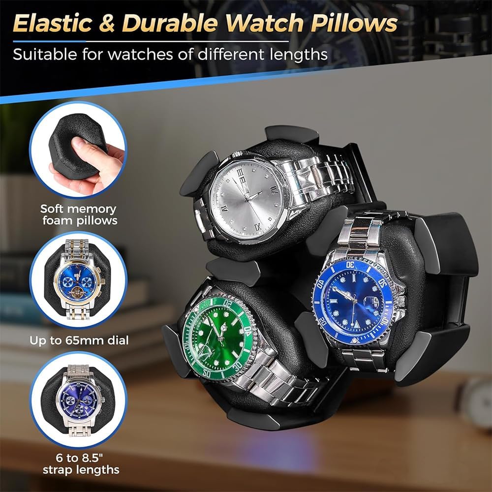 QYINXIU Automatic Watch Winder Box for 6 Watches Charcoal Black Storage NEW