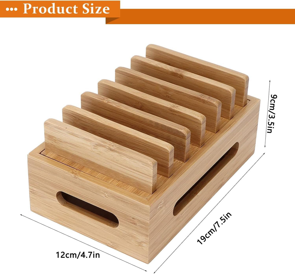 Cozioz Brown Bamboo Induction Charging Station Desk Organizer NEW