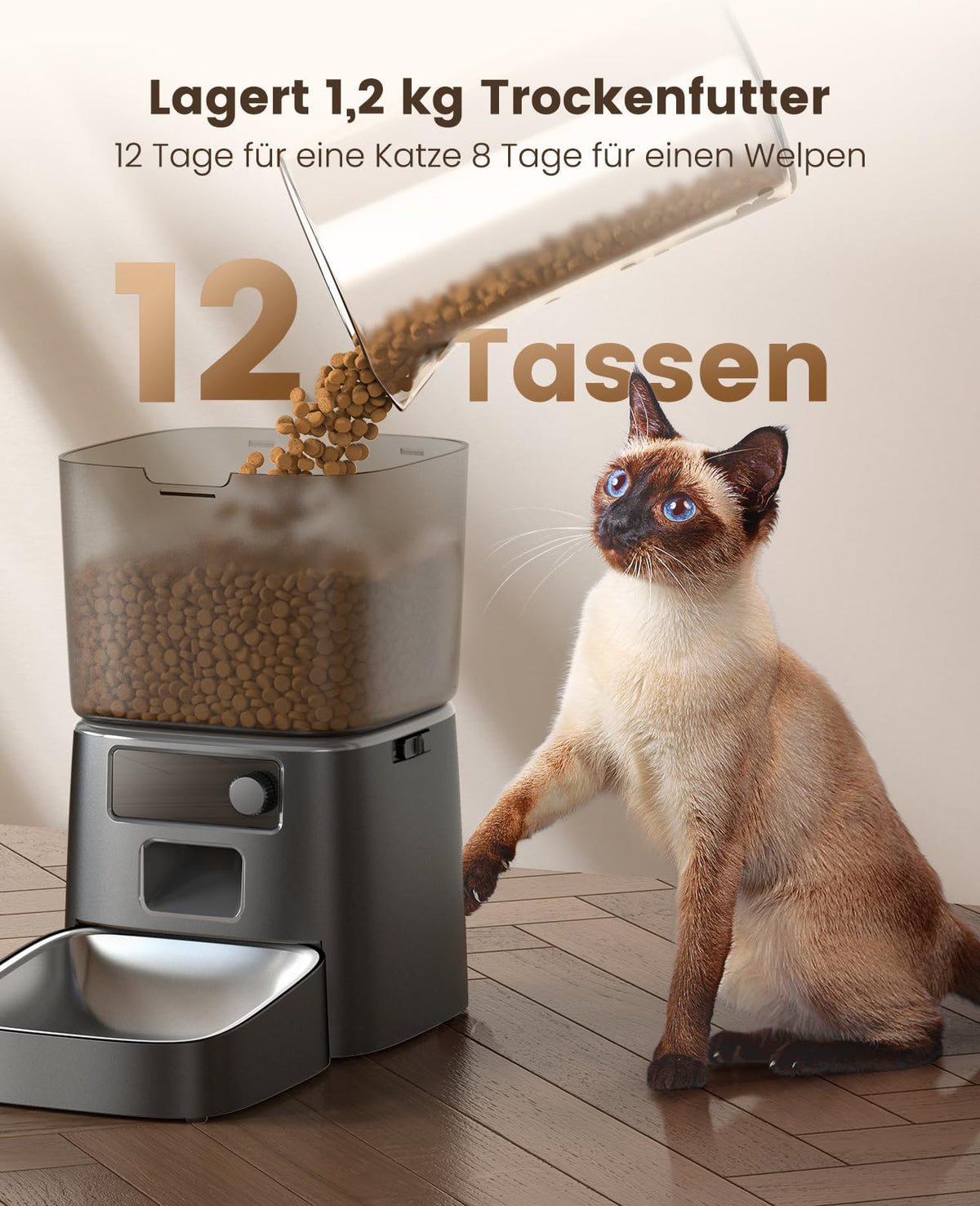 oneisall Automatic Cat Feeder 3.5L Black Smart Timed Pet Food Dispenser DEMO