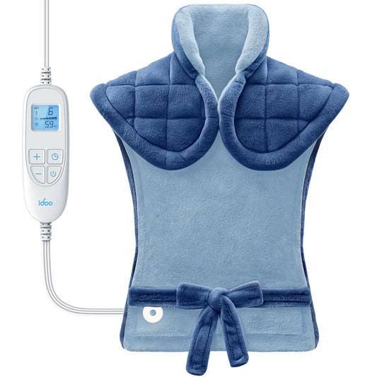 iDOO Weighted Electric Heating Pad for Neck Shoulders Back Blue DEMO