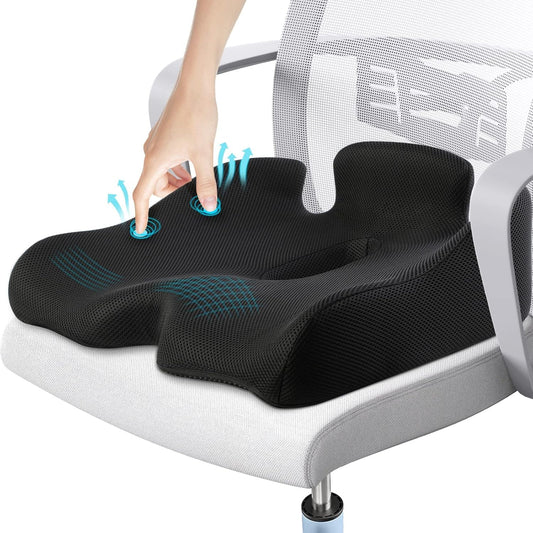 Benazcap Memory Foam Seat Cushion Black 17x19x6 Pressure Relief DEMO