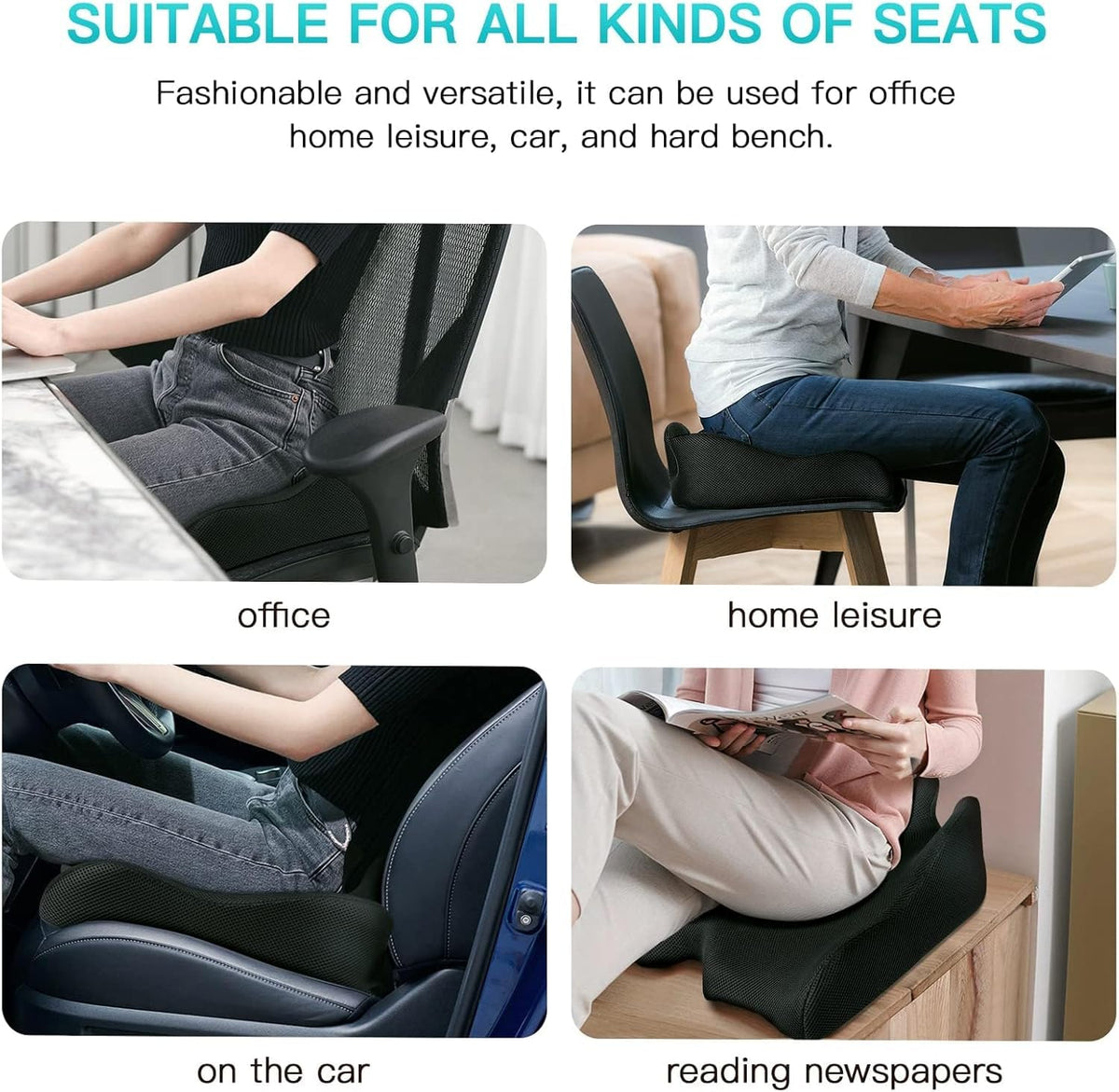 Benazcap Memory Foam Seat Cushion Black 17x19x6 Pressure Relief DEMO
