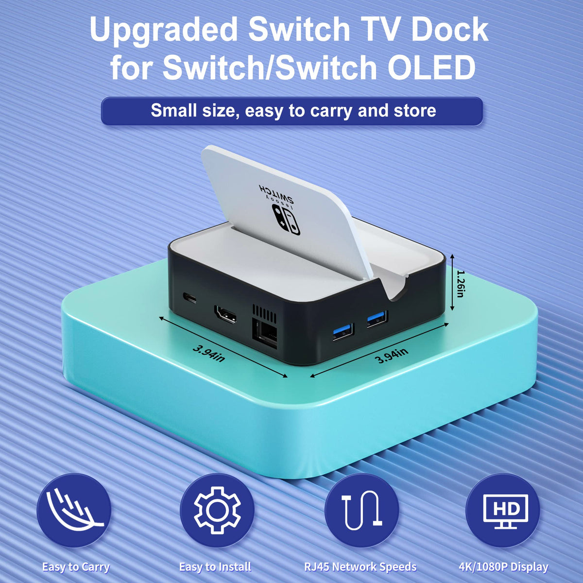 Iesooy 6-in-1 Nintendo Switch Docking Station Black OLED DEMO