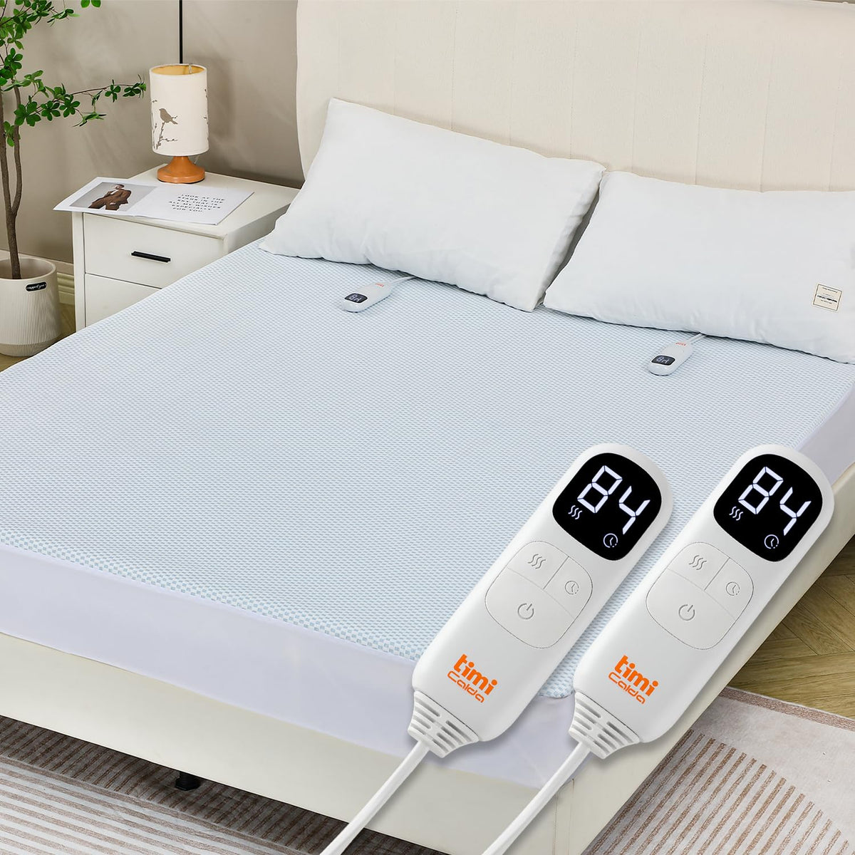 TiMiCalda King Electric Mattress Pad Heated Blanket White 203x182cm Size NEW