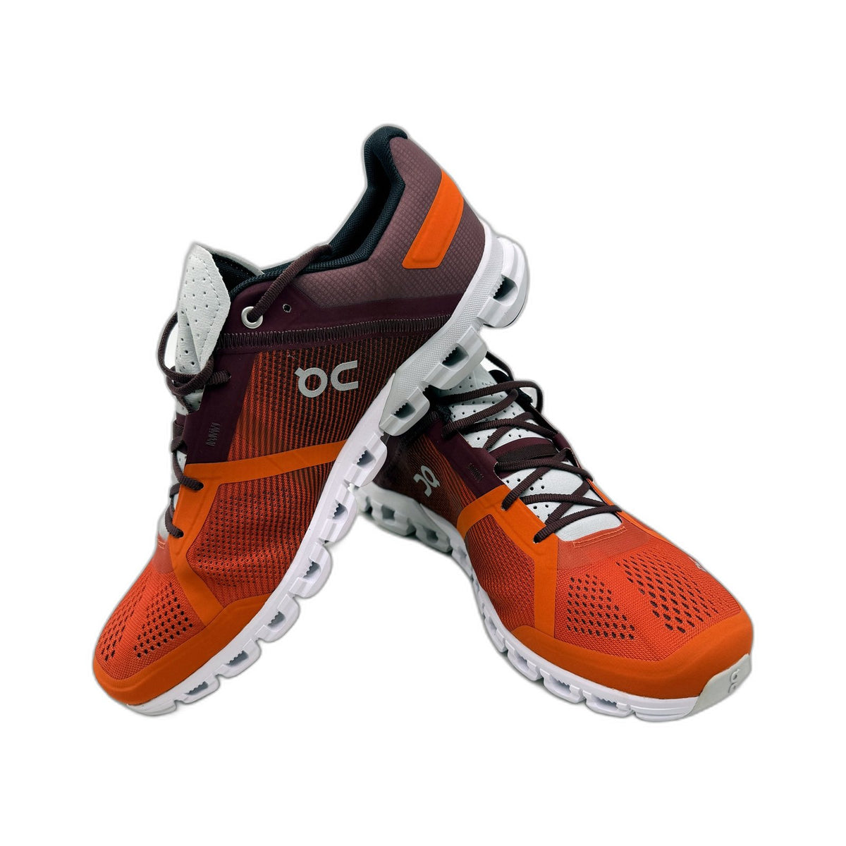 On Cloudflow Orange Burgandy Flare Dawn Running Shoe Mens US 10.5 NEW