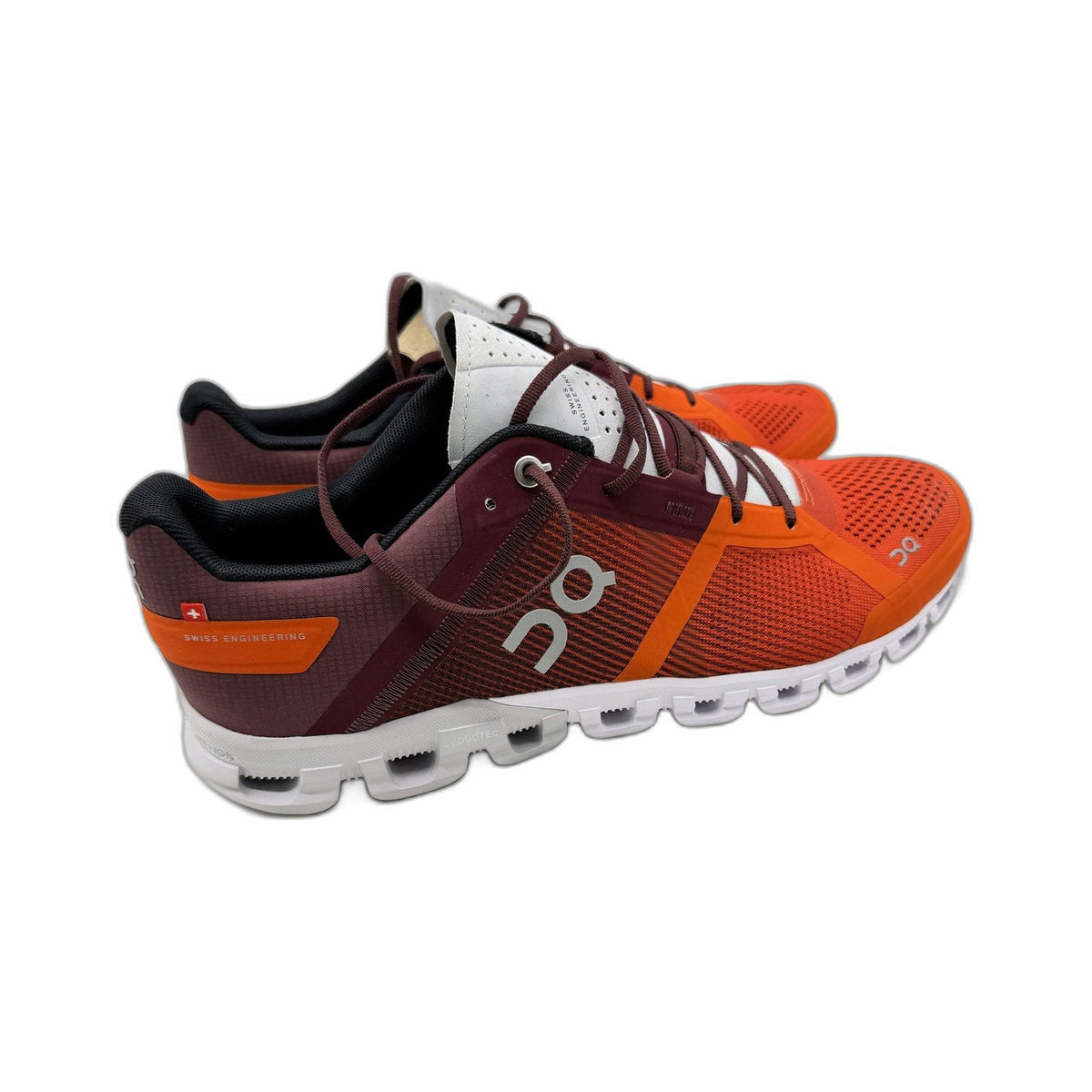 On Cloudflow Orange Burgandy Flare Dawn Running Shoe Mens US 10.5 NEW