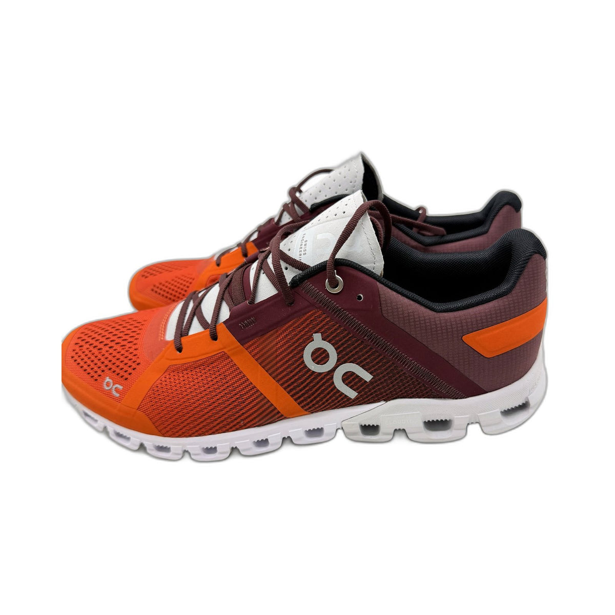 On Cloudflow Orange Burgandy Flare Dawn Running Shoe Mens US 10.5 NEW