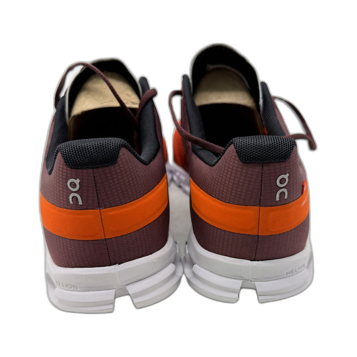 On Cloudflow Orange Burgandy Flare Dawn Running Shoe Mens US 10.5 NEW