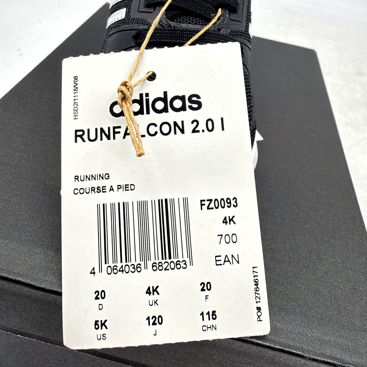 Adidas Unisex Runfalcon 2.0 Children's Running Shoes Black Toddler Size US 5 NEW