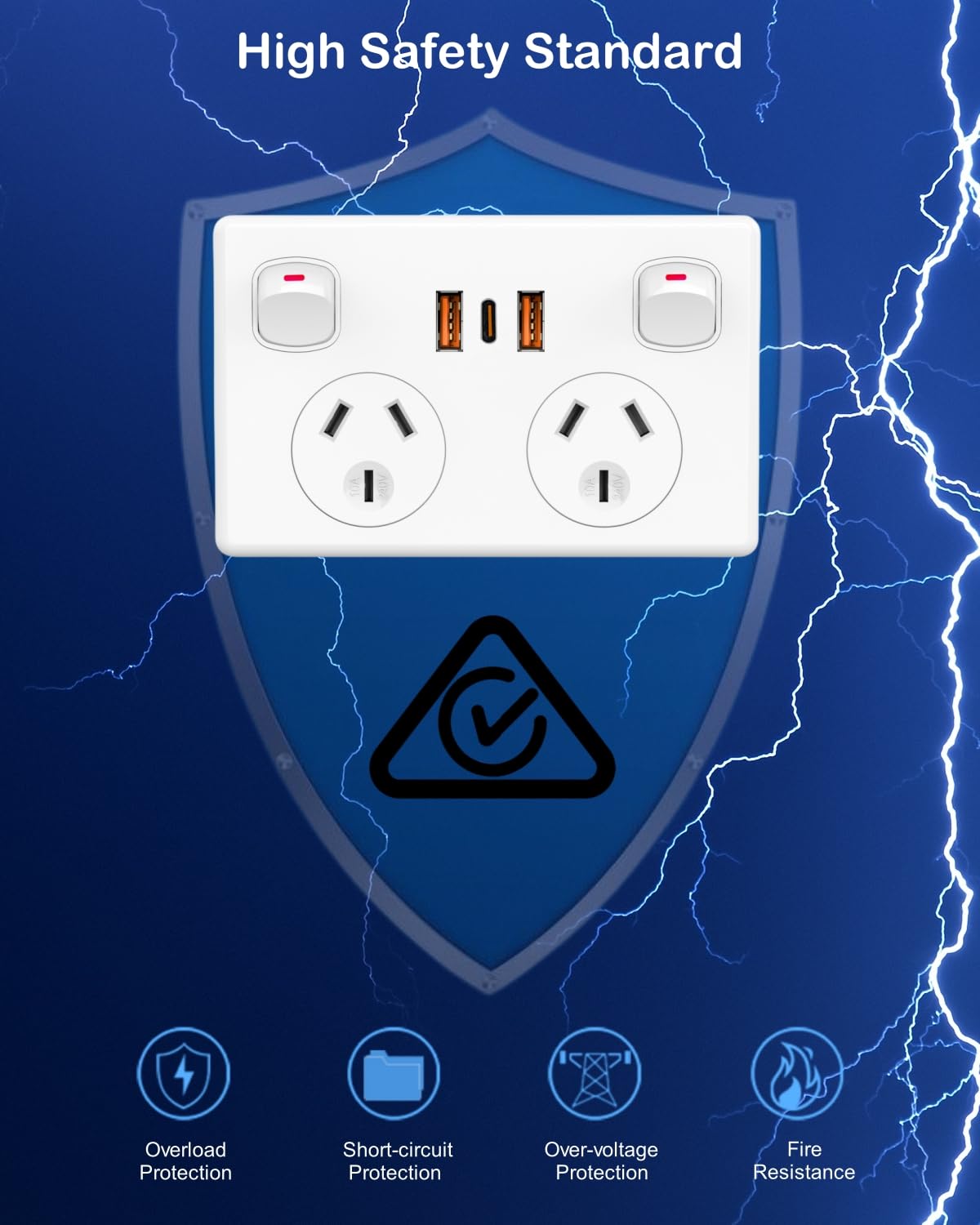 Gerintech Power Strip USB-C PD 20W Double Outlet 240V White NEW
