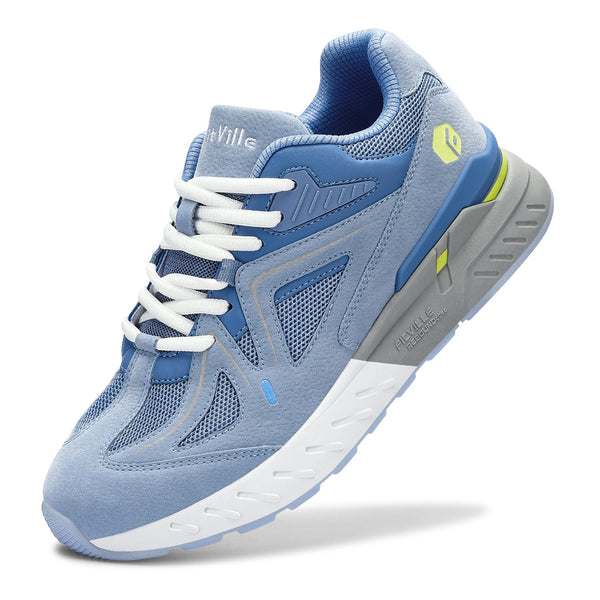 FitVille Trainers with Arch Support Non Slip Light Blue Mesh WIDE FIT US 7 DEMO