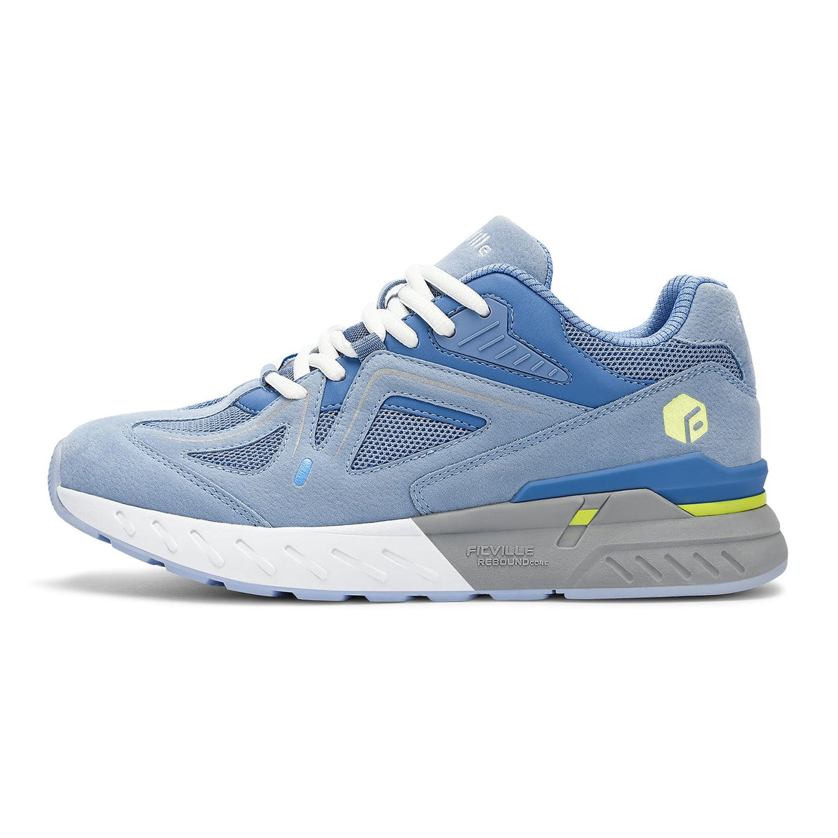 FitVille Trainers with Arch Support Non Slip Light Blue Mesh WIDE FIT US 7 DEMO
