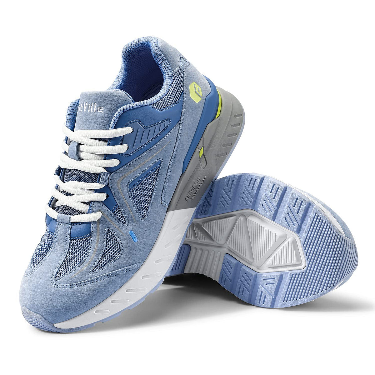 FitVille Trainers with Arch Support Non Slip Light Blue Mesh WIDE FIT US 7 DEMO