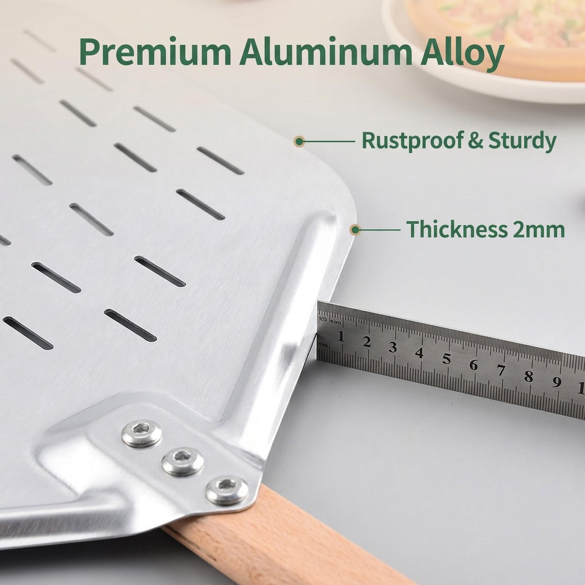 XWLKCYMX 12-Inch Peelers Aluminium Pizza Peel Silvery 39.5 x 30cm DEMO