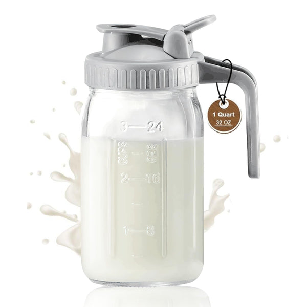 XURUIAU Glass Jugs Mason Jar Water Bottle Leak Proof Grey Transparent NEW