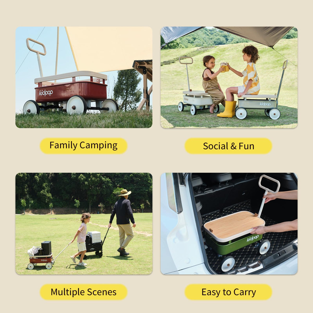 Kidpop PULA 3-in-1 Kids Wagon Push Walker Toddler Grey 50x30cm NEW