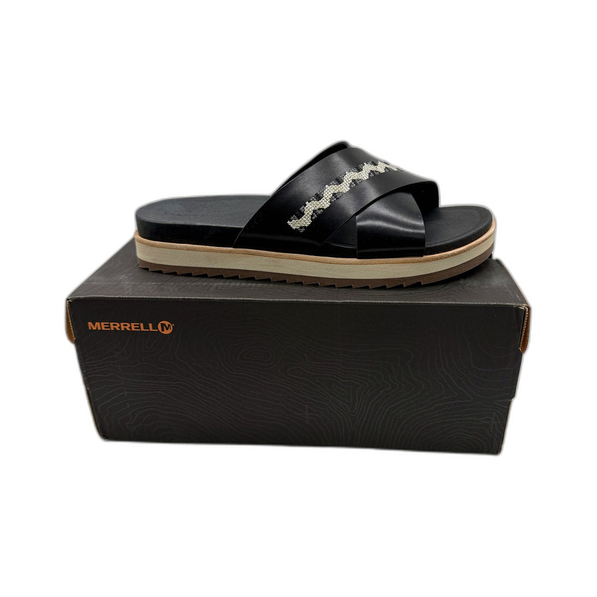 Merrell Womens Juno Slide Sandal Black Leather Platform US 10 NEW