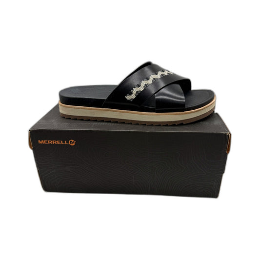 Merrell Womens Juno Slide Sandal Black Leather Platform US 10 NEW