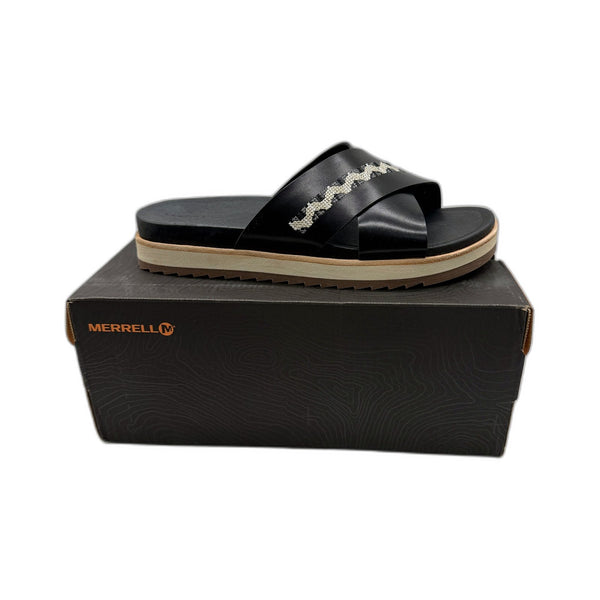 Merrell Womens Juno Slide Sandal Black Leather Platform US 10 NEW