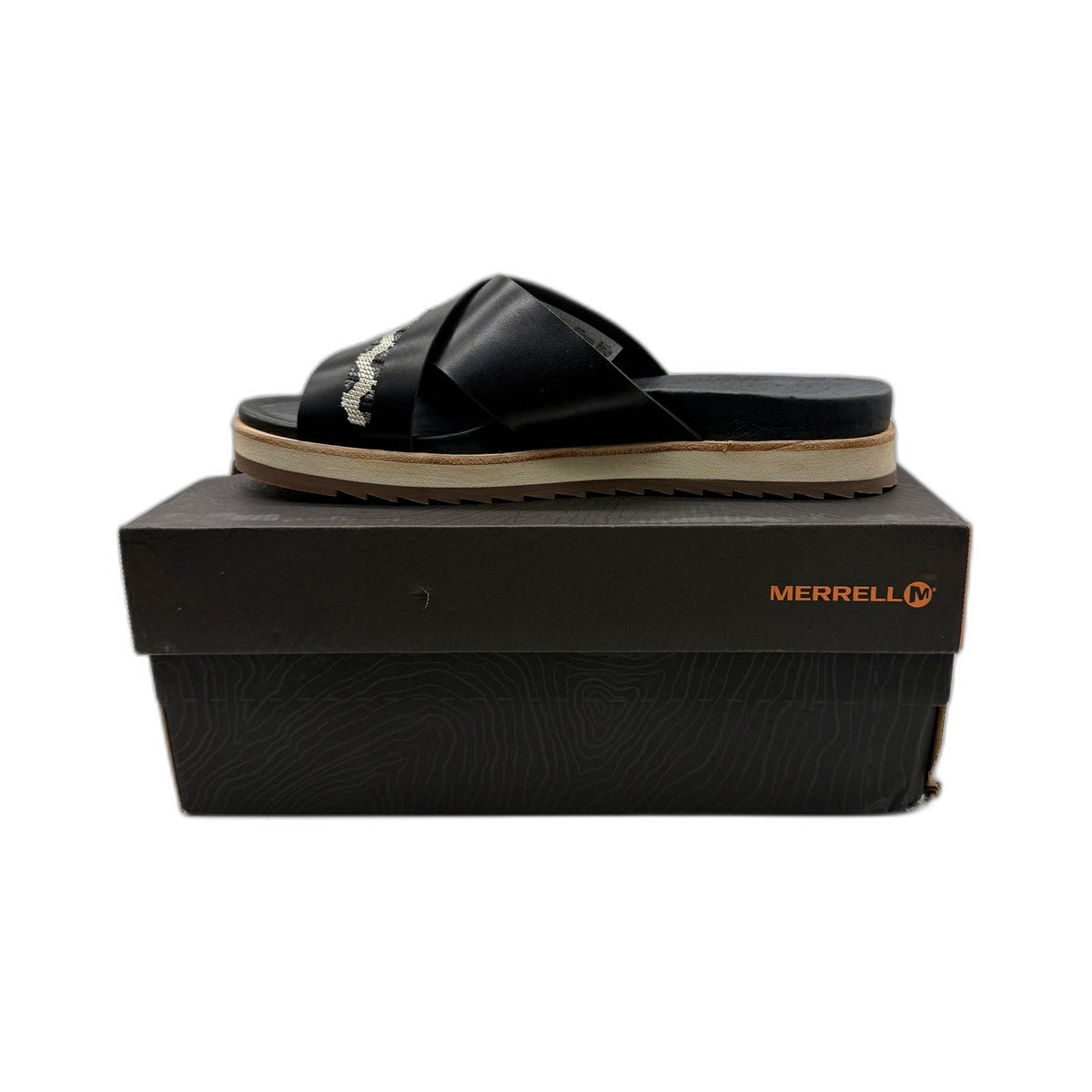 Merrell Womens Juno Slide Sandal Black Leather Platform US 10 NEW